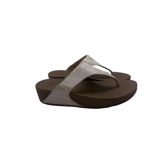 FitFlop Lulu Sandal Women's 7 Pink Shimmer Comfort Shoe Slip On Thong Flip Flop - Picture 1 of 9